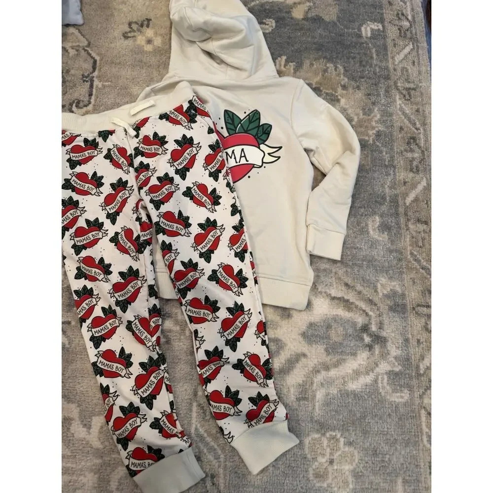 Bums And Roses Mama's Boy 2 Piece Hoodie Jogger Set 5/6 NEW